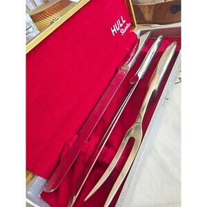 Vintage Genisco by Hull Stainless 3-Piece Carving Set, Original Box Mid century